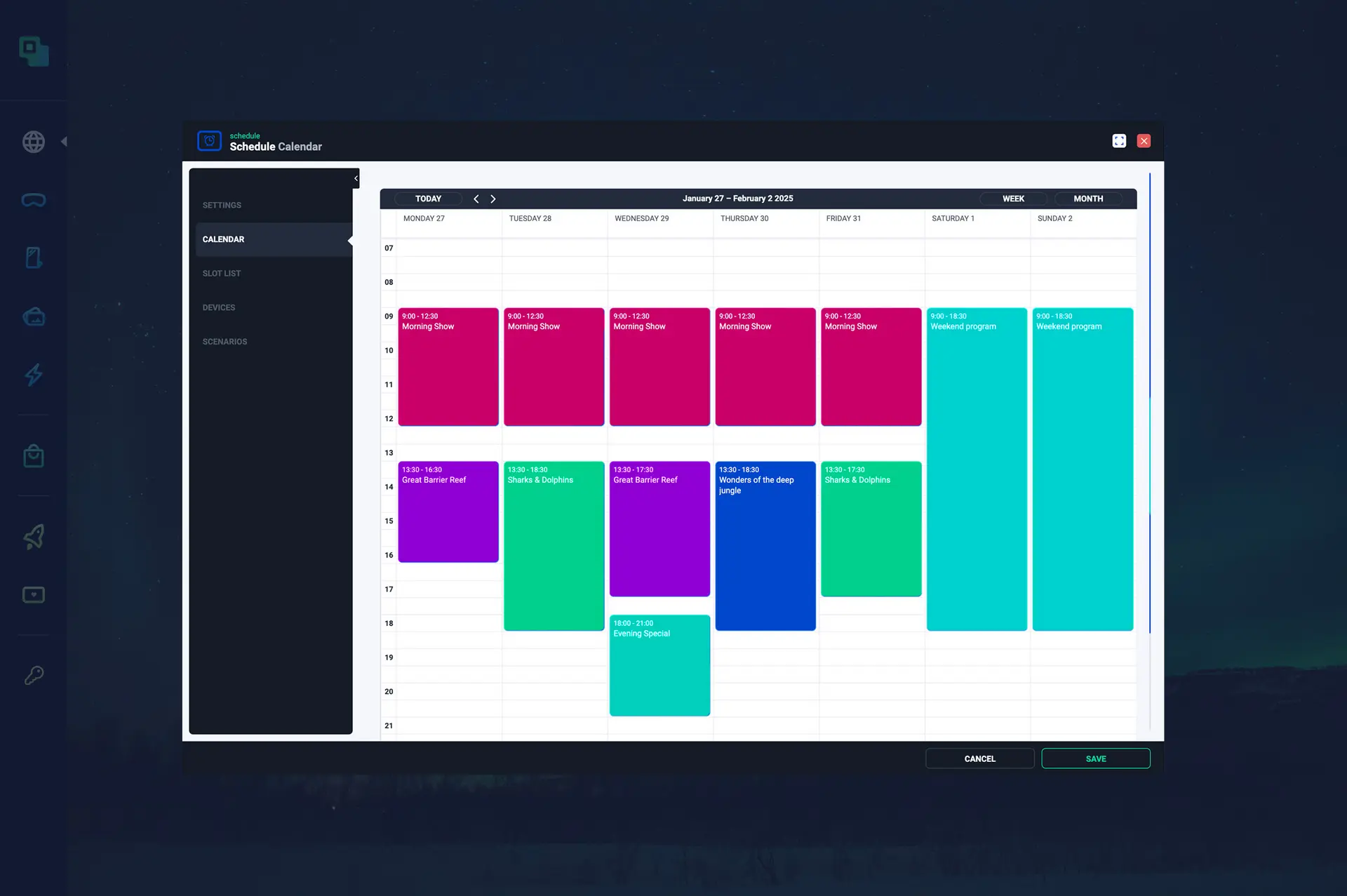 Interface for creating and managing content schedules