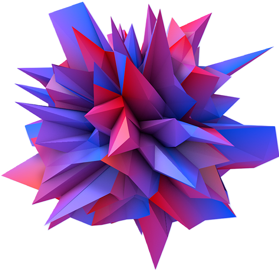 3D asset with sharp shapes in purple and red