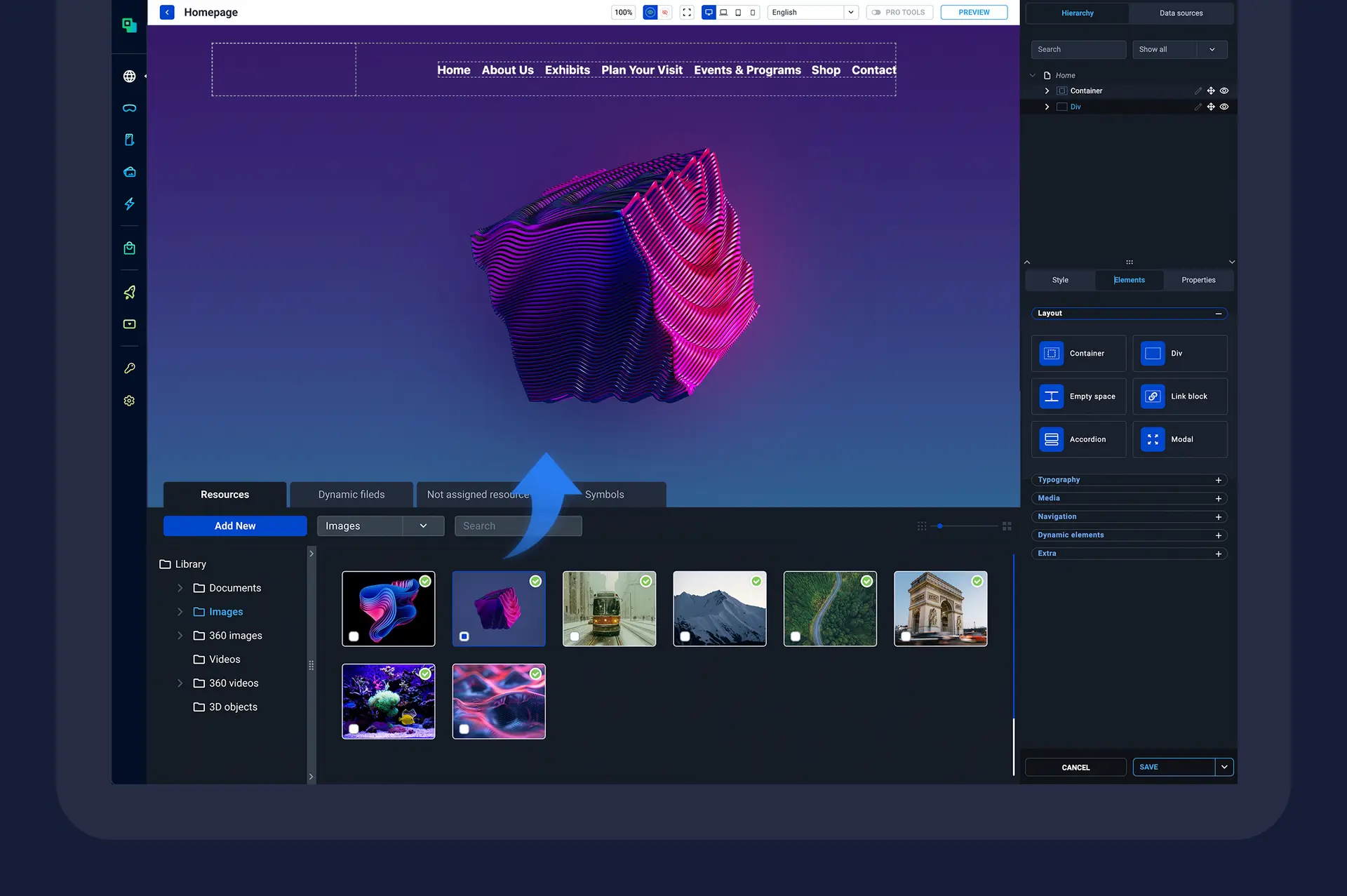 Enhancing a web page with digital assets using simple drag-and-drop functionalities