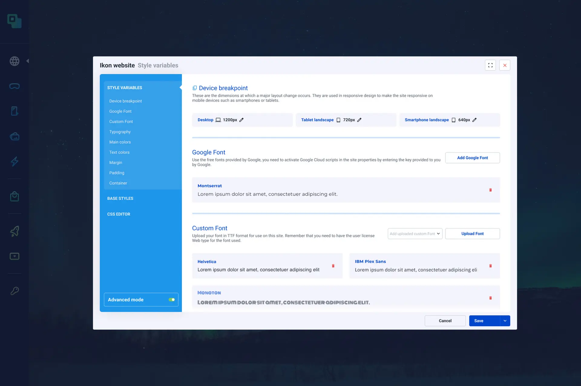 Definition of global styles across the entire site to ensure brand consistency