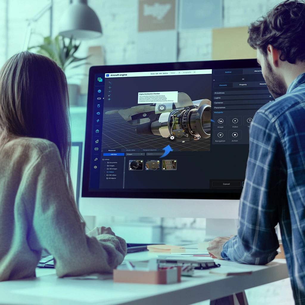 Marketing team collaborating to create an XR experience using an intuitive editor