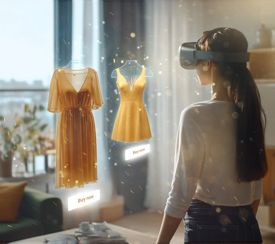 Immersive shopping experience using augmented reality to display products in an interactive virtual environment